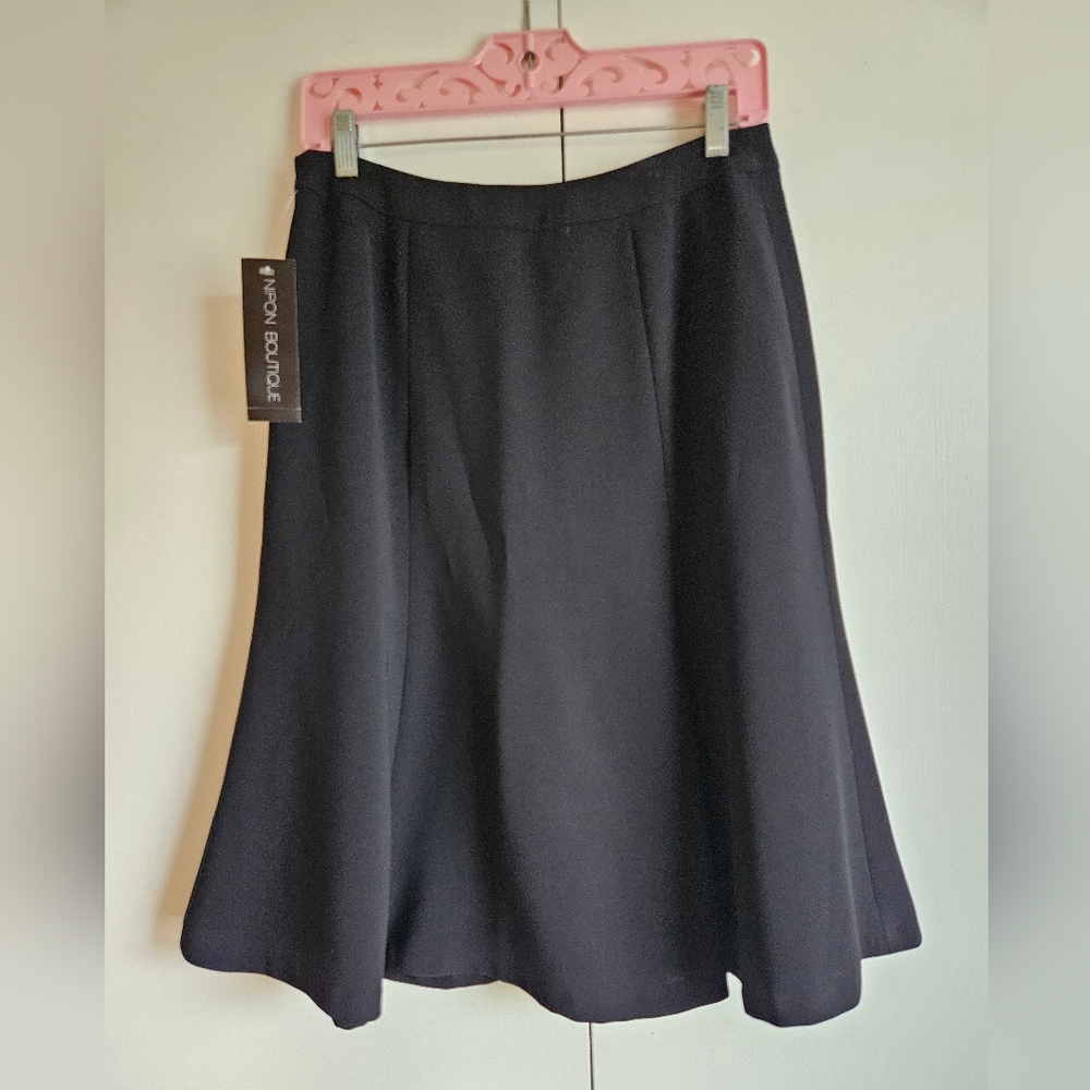 Nipon Boutique A-line Below Knee Length Skirt Swing Skater Midi Black Size 6 - Picture 3 of 7